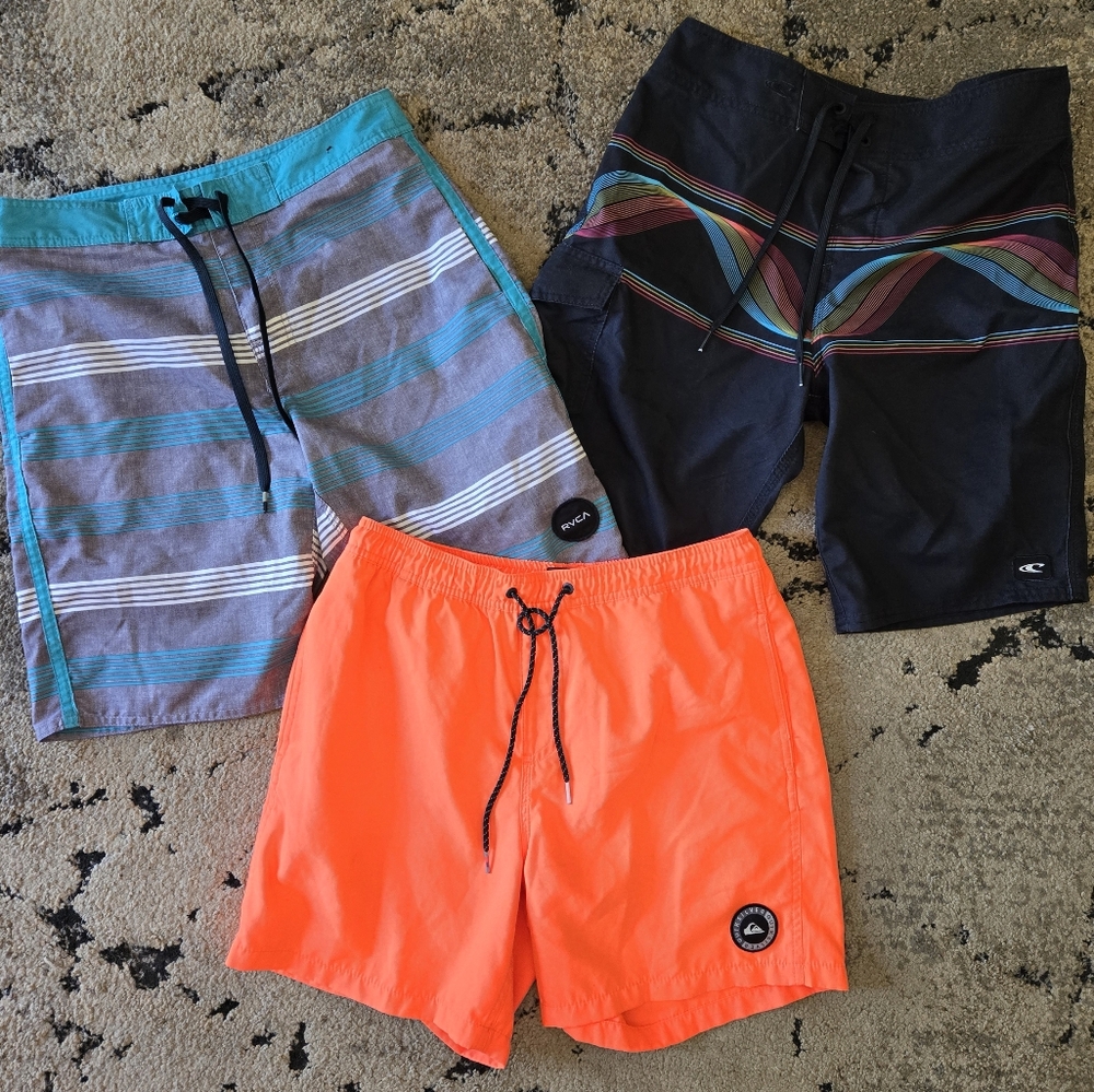 Lot of 3 Men's Swim Trunks - Size 30 Medium
